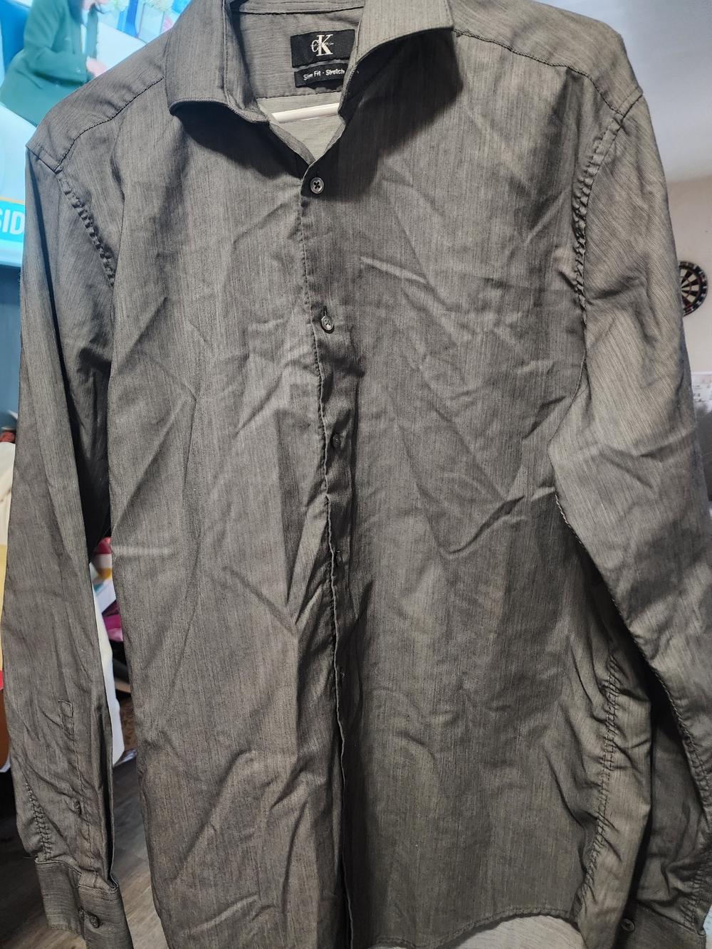 Calvin Klein Men’s Long-Sleeve Gray Dress Shirt Jacket Sz Lrg